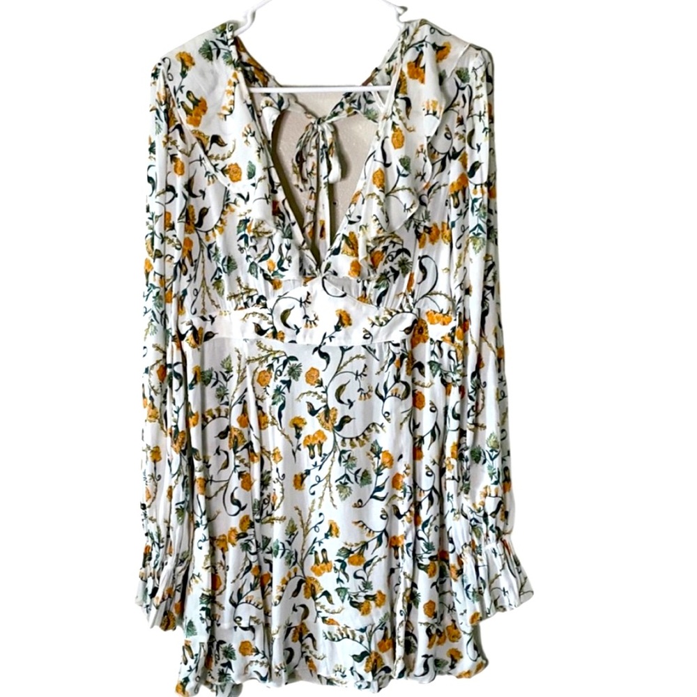 Free People Floral Open Back Mini Dress sz L